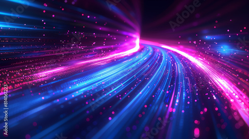 a vibrant streak of blue and purple light cuts through the darkness, racing at hyper speed