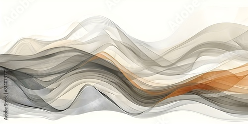 Abstract Gray, Beige, and Brown Waves on White Background. Concept Abstract Art, Neutral Colors, Waves, Geometric Design, Minimalistic Portrait