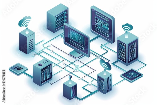 a client computer between two server computer, a schematic diagram showing a distributed system 