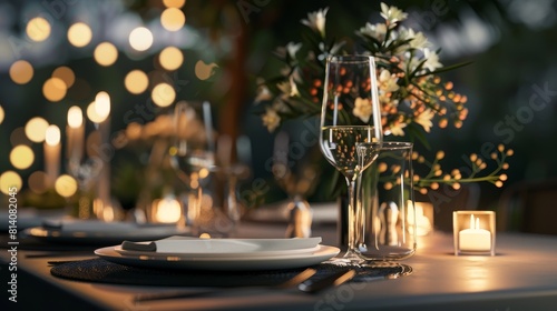 Luxurious fine dining table setting for special occasions, weddings, and romantic celebrations