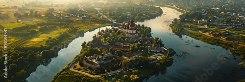 A bird's eye view of Suzdal, Russia realistic nature and landscape