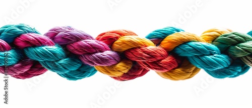 Colorful ropes are woven together to create a strong bond.