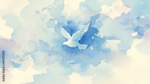 Serene Dove Watercolor Sympathy Card with Soft Blue and Lavender Tones