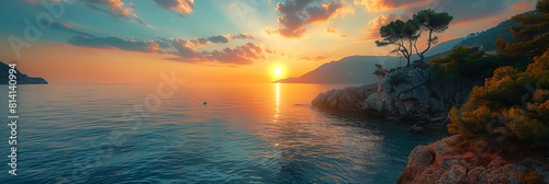 A fabulous sunset over the Adriatic Sea realistic nature and landscape