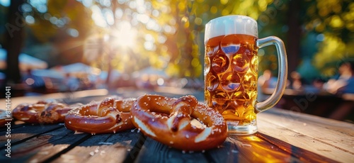Mug of Beer and Donuts on Table