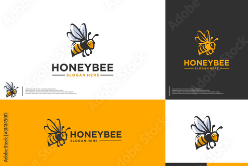 honey bee cartoon version, herbal product, natural health, logo design illustration.