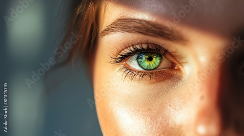 Close-up view of natural female eye, macro