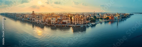 Aerial panorama of Brindisi in the afternoon, Puglia, Italy realistic nature and landscape