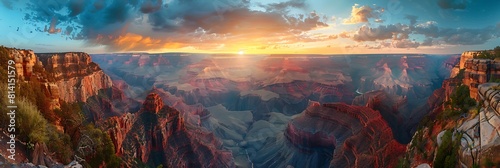 Aerial panorama of the Grand Canyon National Park, North Rim, Califronia, USA realistic nature and landscape