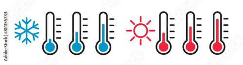 Thermometer flat icon, symbol. Hot and cold temperature. Vector illustration