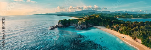 Aerial view of a tropical beach Uson Island of the Philippines realistic nature and landscape