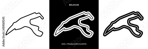 Spa Circuit Vector. Spa Belgium Circuit Race Track Illustration with Editable Stroke. Belgian Race Track. Stock Vector.