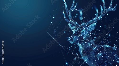 deer head with antlers. Polygonal raster illustration AI generated