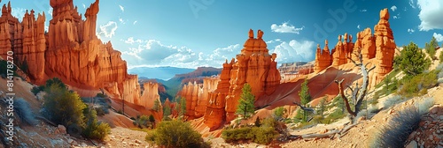 Landscape of Bryce Canyon National Park, Utah, USA realistic nature and landscape