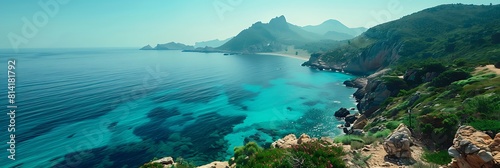 landscape of sardinian coast near foradada island in sunny day of summer realistic nature and landscape