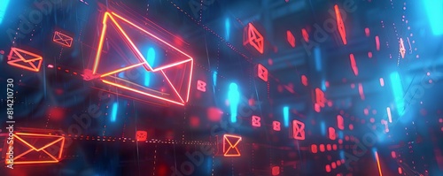 An artistic portrayal of an email inbox with one message glowing ominously, symbolizing a phishing attempt among regular emails