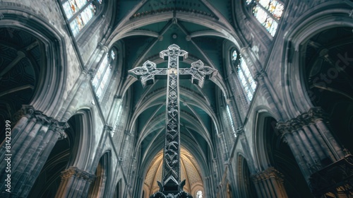 Cross concept of Christ Church Cathedral in Christchurch, New Zealand.