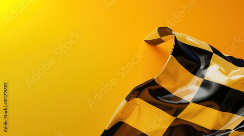 race flag on trendy soft gradient yellow background for sports event, with copy space for text