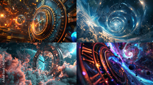 Time and Space. 3d rendering illustration