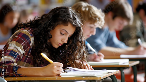 Students Taking Test in Classroom