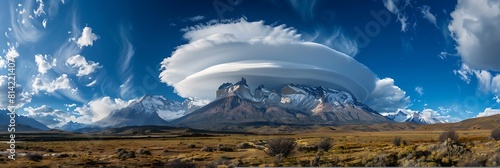 Lenticular clouds in Patagonia Argentina realistic nature and landscape