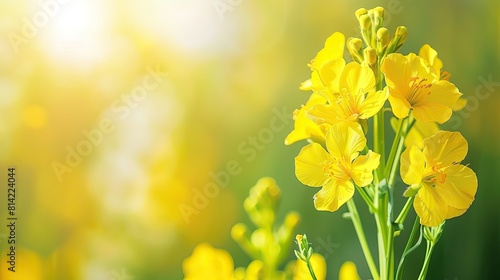 A yellow flower with a green stem. The background is a bright yellow color