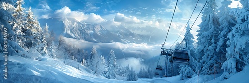 Lift at Gerlitzen ski resort, Carinthia, Austria realistic nature and landscape