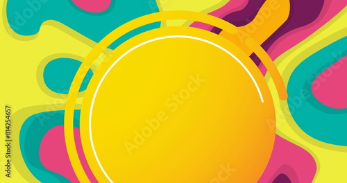 Image of yellow circles over neon retro pattern