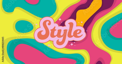 Image of style text over neon retro pattern