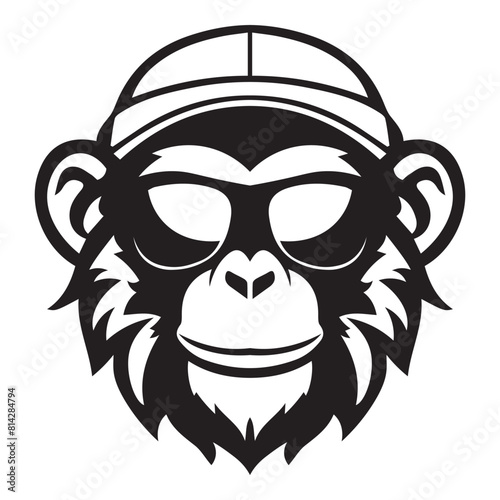Primate Panache Iconic Logo of a Stylish Monkey Wearing Sunglasses in Vector