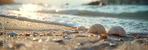 little shells and soft sand at the beach coast realistic nature and landscape