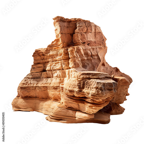 Large red rock formation isolated on a transparent background