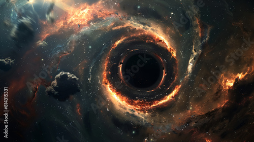 Realistic Style Black Hole in the Space Digital Art Aspect 16:9