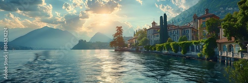 Lombardy- Lake Como- Como- townscape realistic nature and landscape