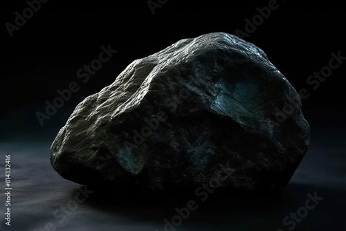 Patrnite is a rare precious natural stone on a black background. AI generated. Header banner mockup with space.