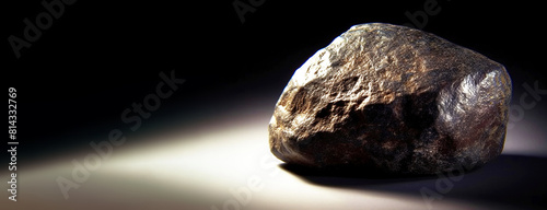 Renierite is a rare precious natural stone on a black background. AI generated. Header banner mockup with space.