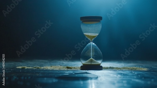An hourglass, Cinematic photo of An hourglass representing reduced working time