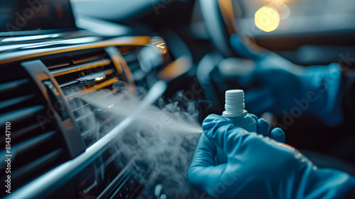 technician using a state-of-the-art ozone generator to eliminate lingering odors in a car's interior