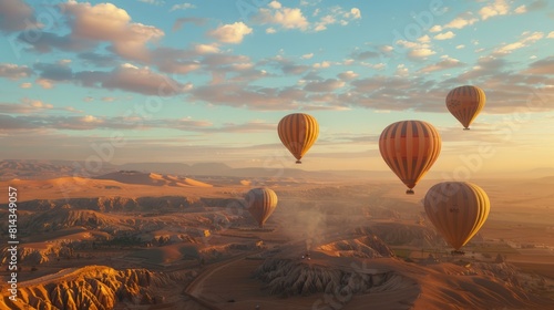 View of hot air balloons in the Moroccan sky