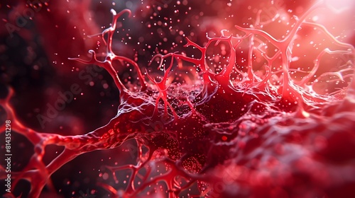 Captivating Microscopic Glimpse:Revealing the Intricate Beauty of a Blood Cell's Crimson Hues and Cellular Structure