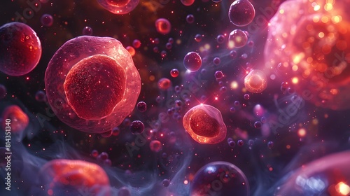 Vibrant Hematology Showcasing the Surreal Beauty of Blood Cell Structures in Digital Painting