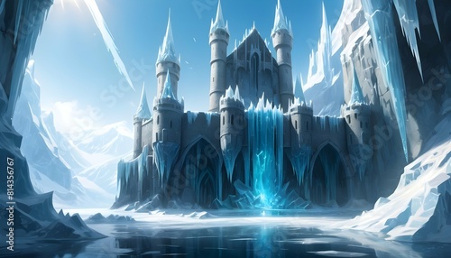 An icy stronghold rising from the frozen depths I upscaled_2