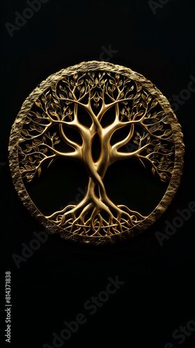 closeup gold tree life brooch roots centered breathtaking trees glowing throne unbroken cutout part screen black vines centralized