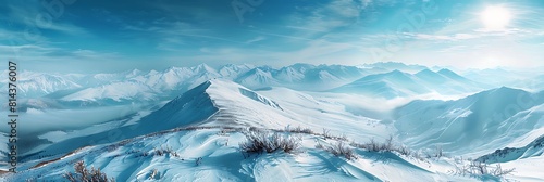 Mountain panorama in winter season realistic nature and landscape
