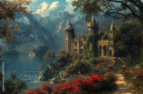 castle cliff overlooking lake mountains gorgeous entertainment sunbeams todays