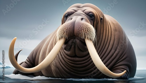 A walrus icon with long tusks