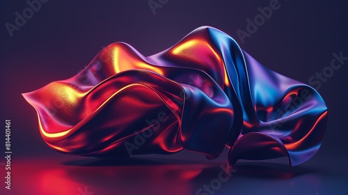 A high-resolution, sharp image of a 3D modern-style amorphous shape bending and bleeding off in all directions, illuminated by a single light source from the top left, with a slight backlight