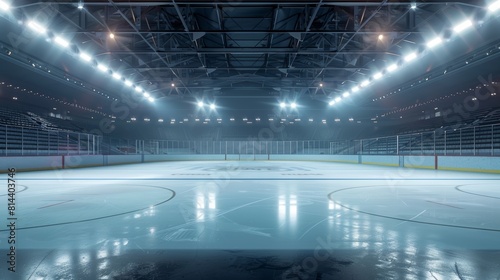 Ice Rink Arena at Night with Spotlights Generative AI