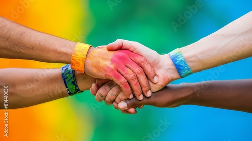 People of all colors holding hands, inclusive business mindset values dignity and respect for all individuals