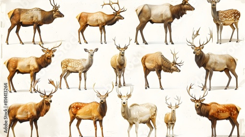 Diverse Collection of Majestic Deer and Elk Specimens in Natural Environments